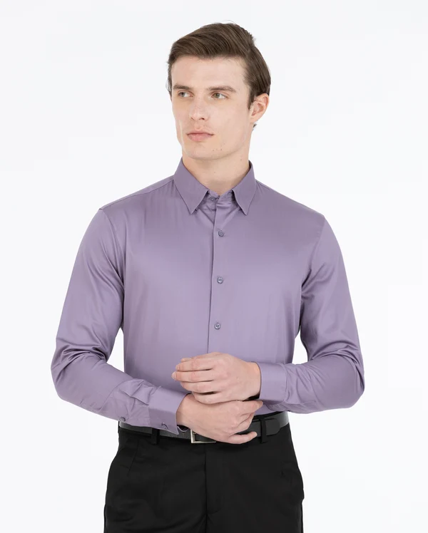 Men White Custom Fit Solid Full Sleeves Casual Shirt - Image 2