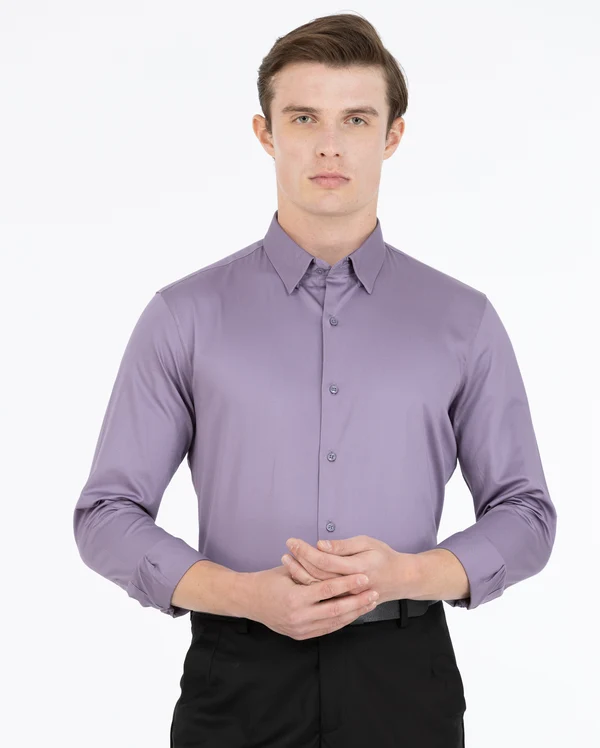 Men White Custom Fit Solid Full Sleeves Casual Shirt